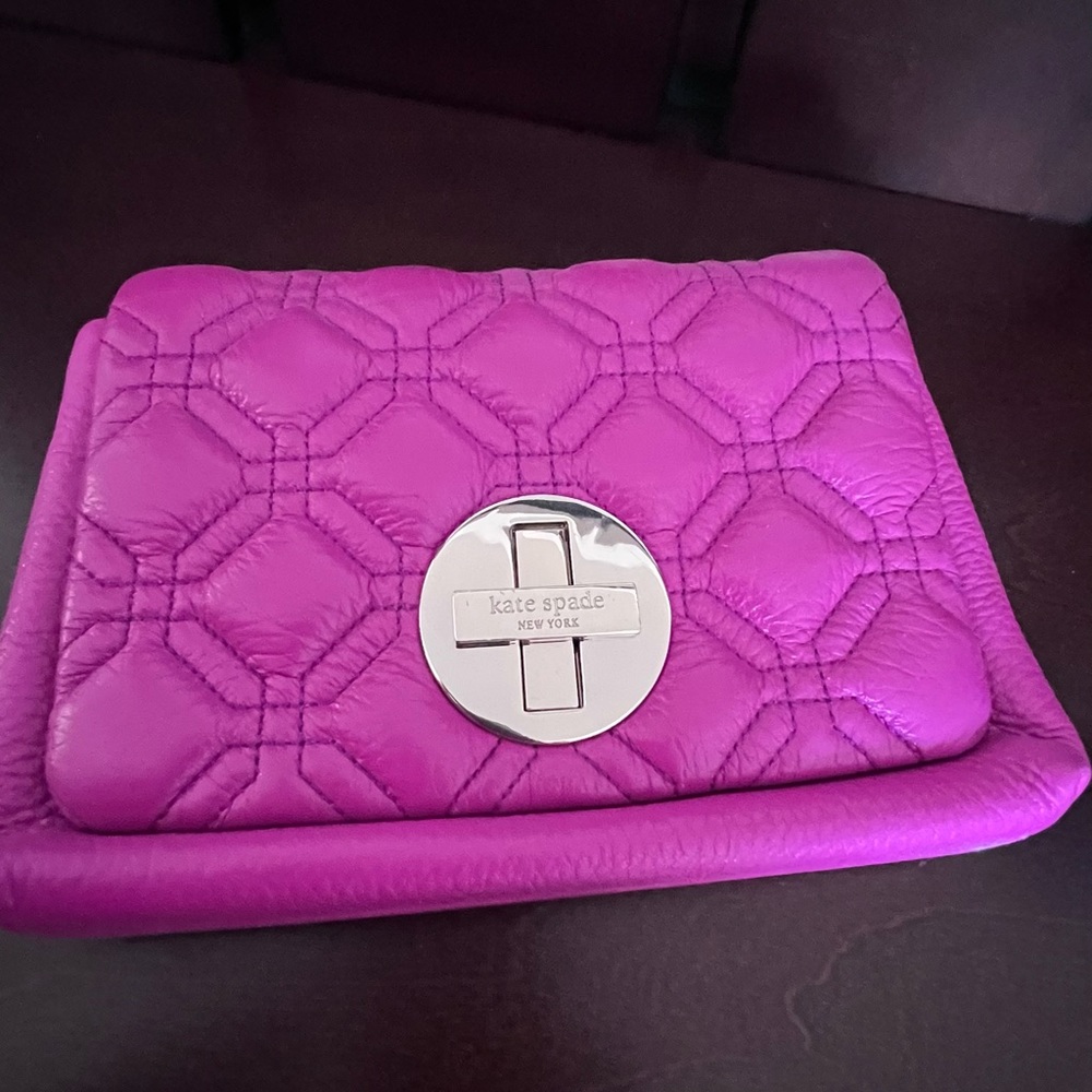 Pink Kate spade quilted purse with B&W polka dots interior barely used!